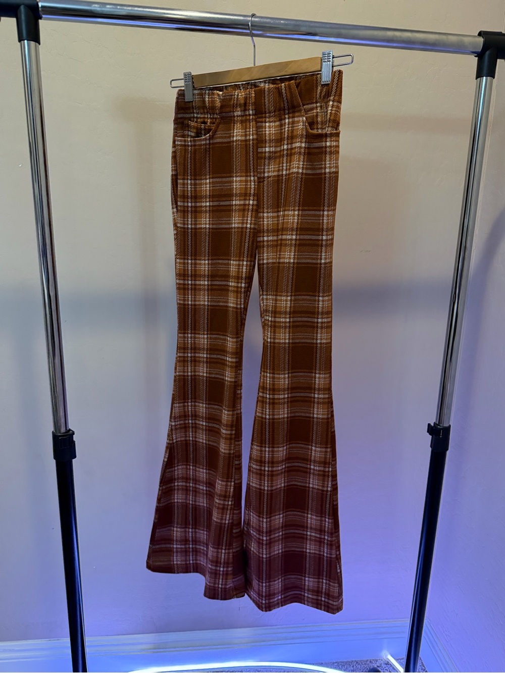 West of Melrose Plaid Flare Pants